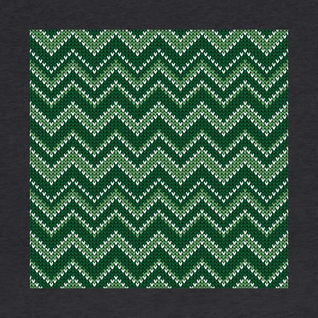 Retro Christmas green chevron knit by Dana Du